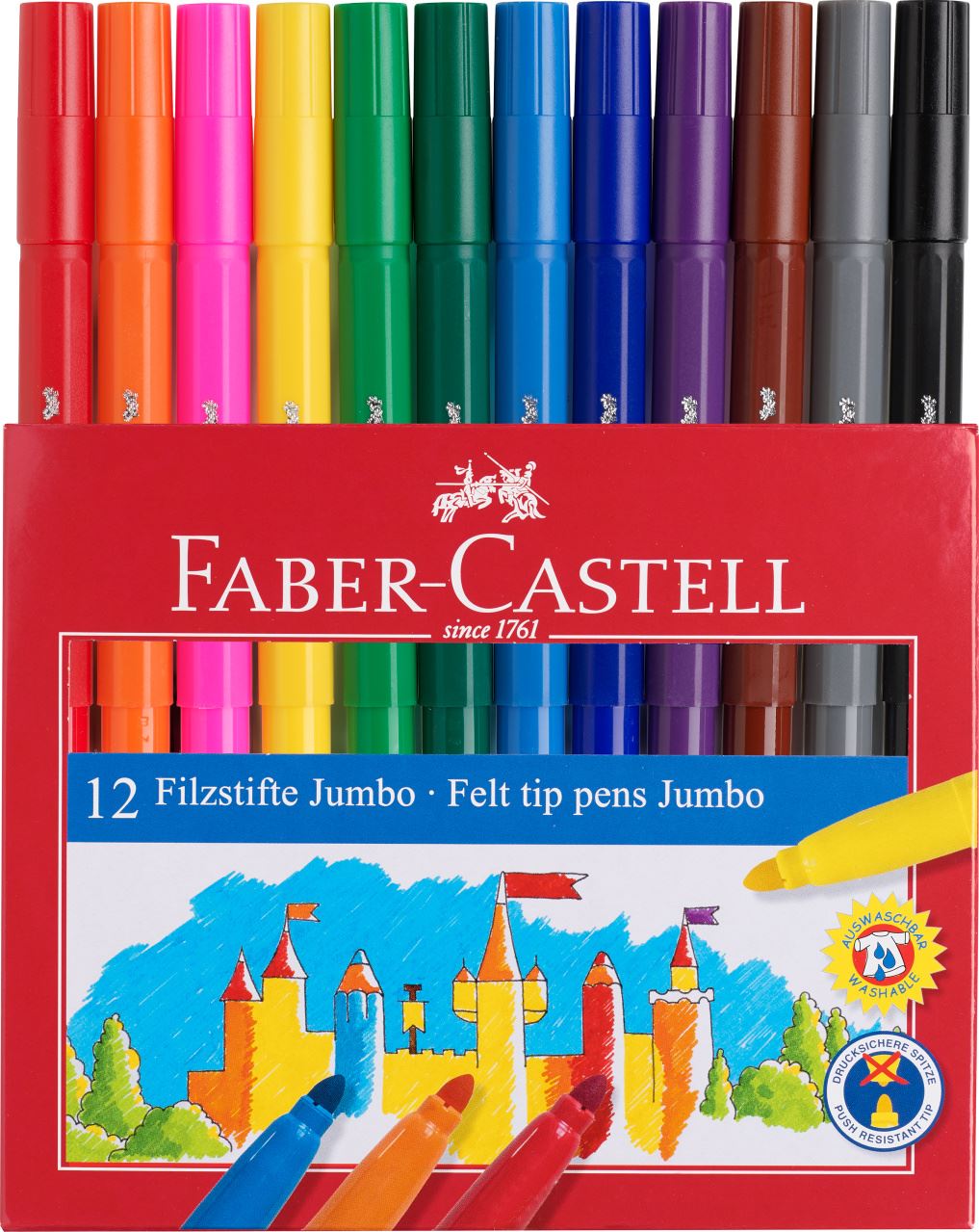 Faber-Castell - Felt tip pen Jumbo, cardboard wallet of 12