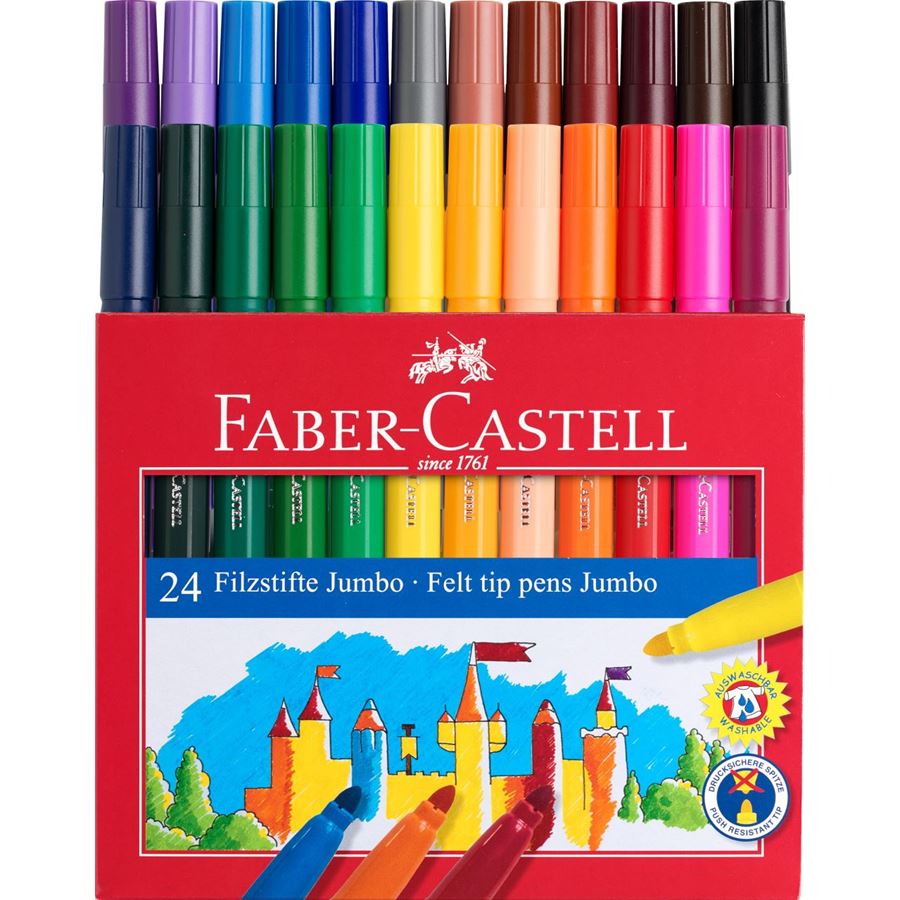 Faber-Castell - Felt tip pen Jumbo, cardboard wallet of 24