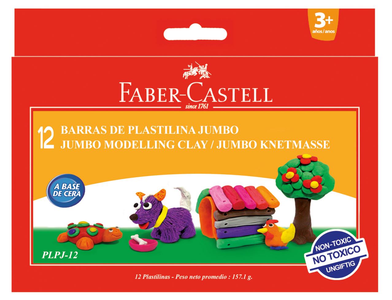 Faber-Castell - Jumbo plastilin sticks, cardboard wallet of 12