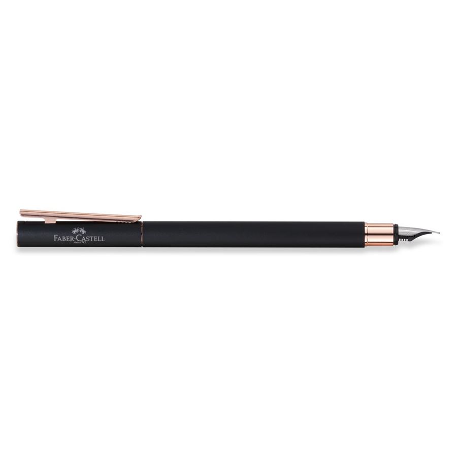 Faber-Castell - Neo Slim metal fountain pen, F, black with rosegold