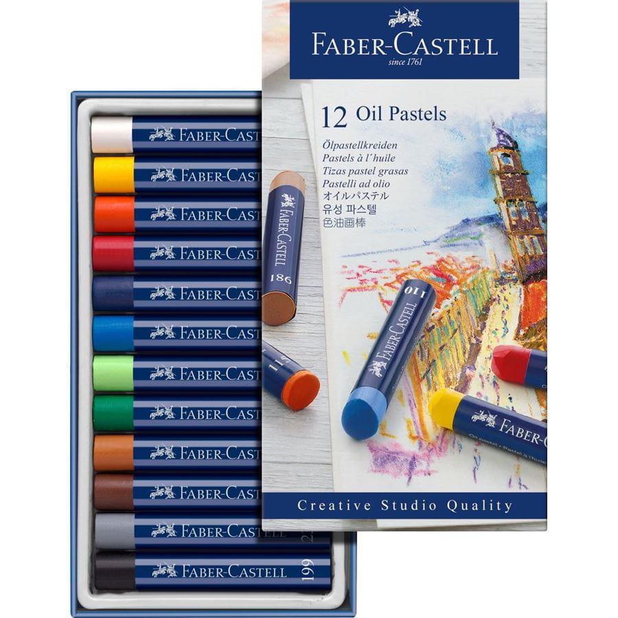 Faber-Castell - Oil pastels, cardboard wallet of 12