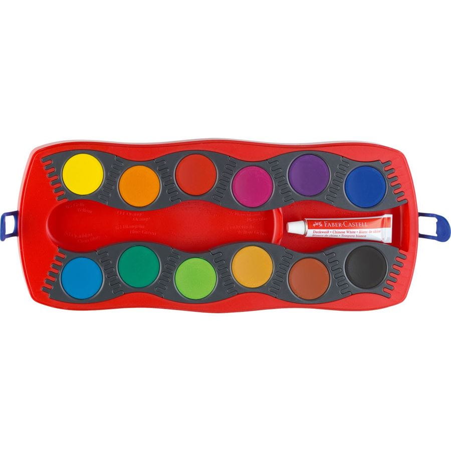 Faber-Castell - Connector paint box, red, 12 colours