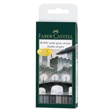 Faber-Castell - Pitt Artist Pen Brush India ink pen, wallet of 6, Grey tones