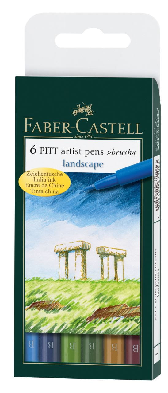 Faber-Castell - Pitt Artist Pen Brush India ink pen, wallet of 6, Landscape