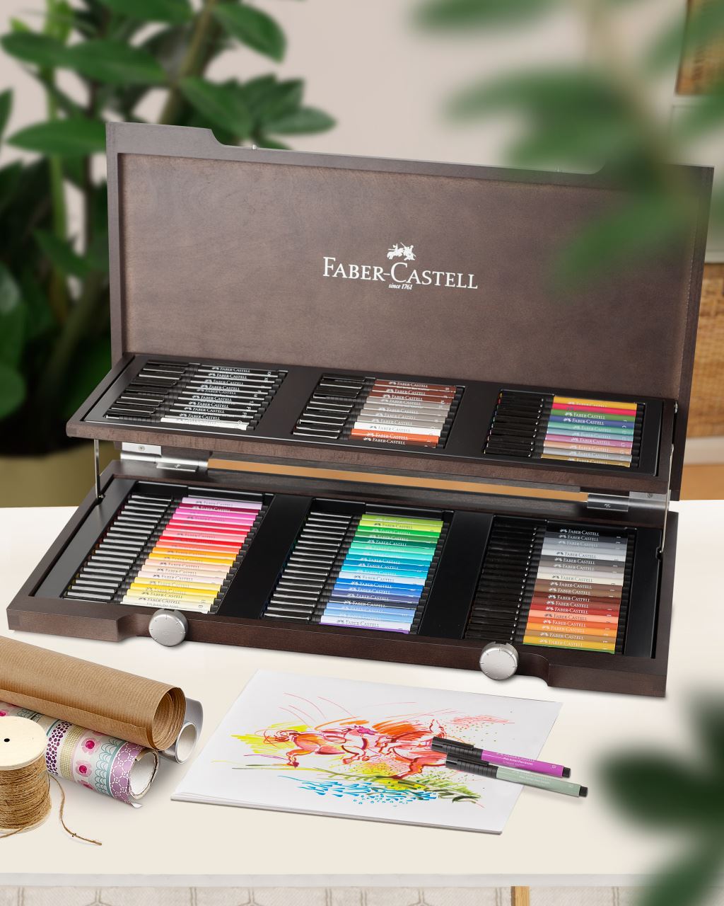 Faber-Castell - Pitt Artist Pen India ink pen, wooden case of 90