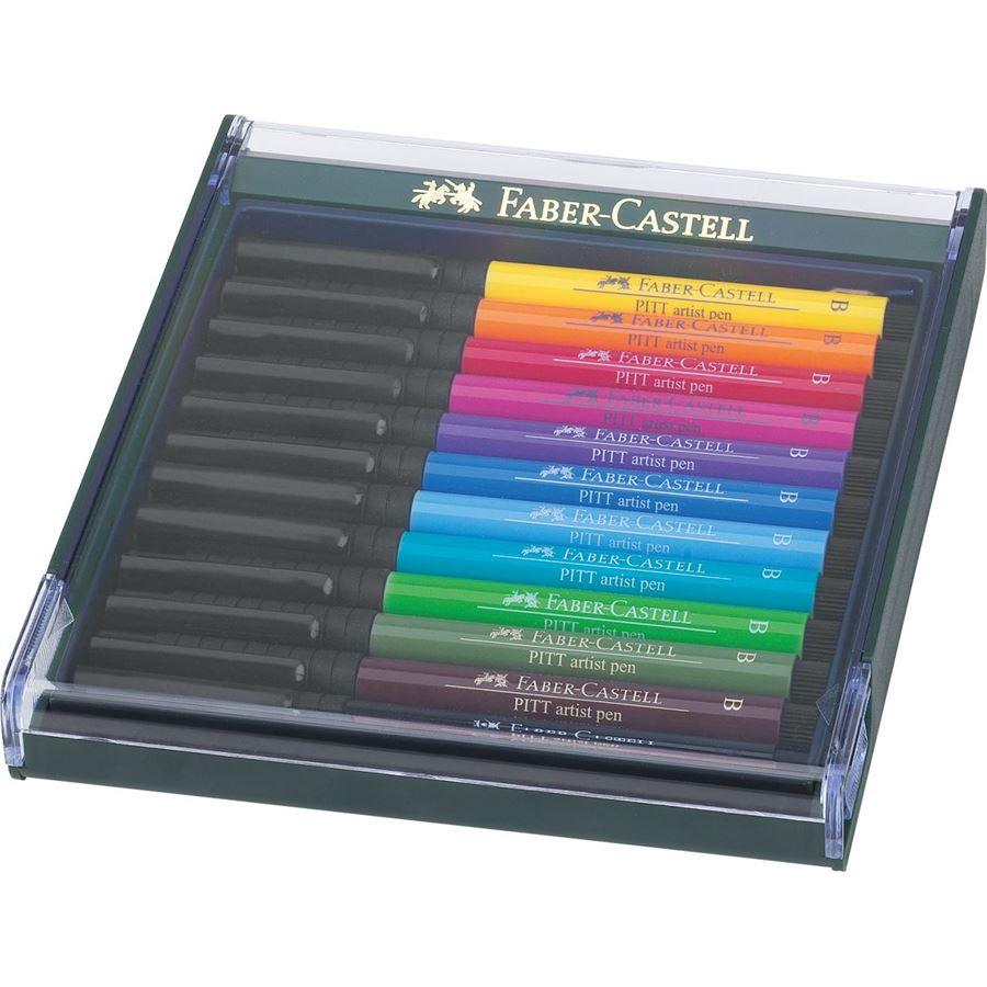 Faber-Castell - Pitt Artist Pen Brush India ink pen, set of 12, Basic tones