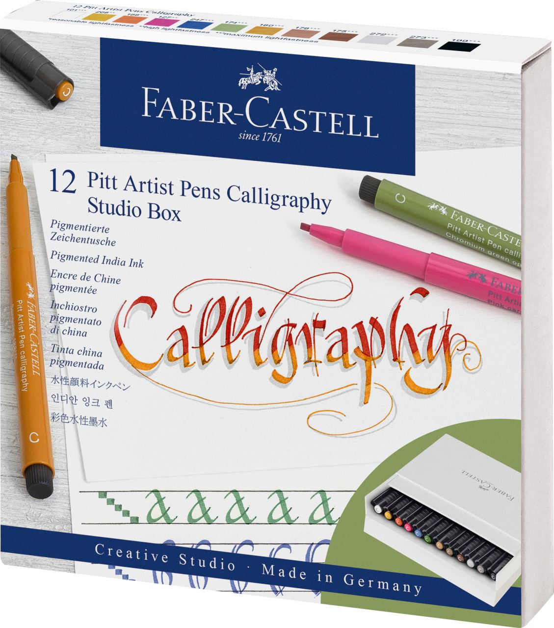 Faber-Castell - Pitt Artist Pen india ink pen Calligraphy, studio box of 12