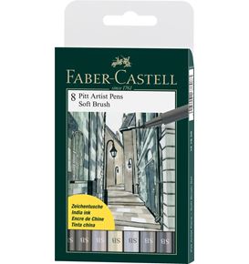 Faber-Castell - Pitt Artist Pen Soft Brush India ink pen, wallet of 8