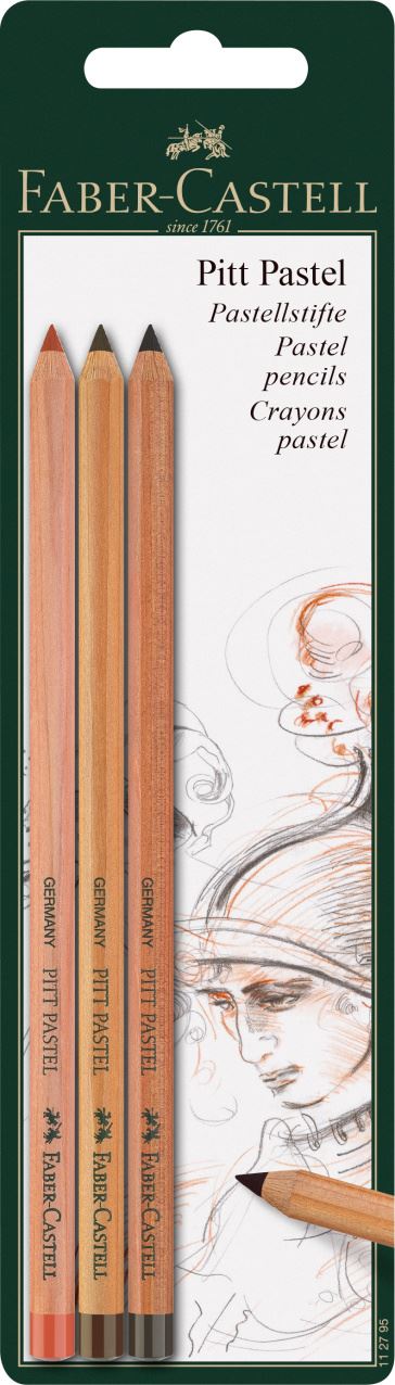 Faber-Castell - Pitt Pastel pencil, set of 3, brown