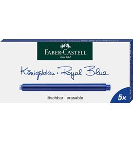 Faber-Castell - Ink cartridges, long, 5x royal blue erasable