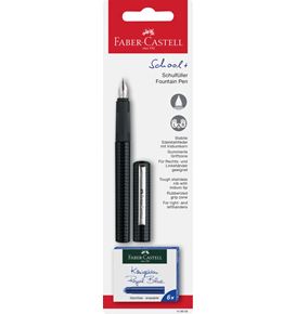 Faber-Castell - School+ fountain pen, carbon look on blister card