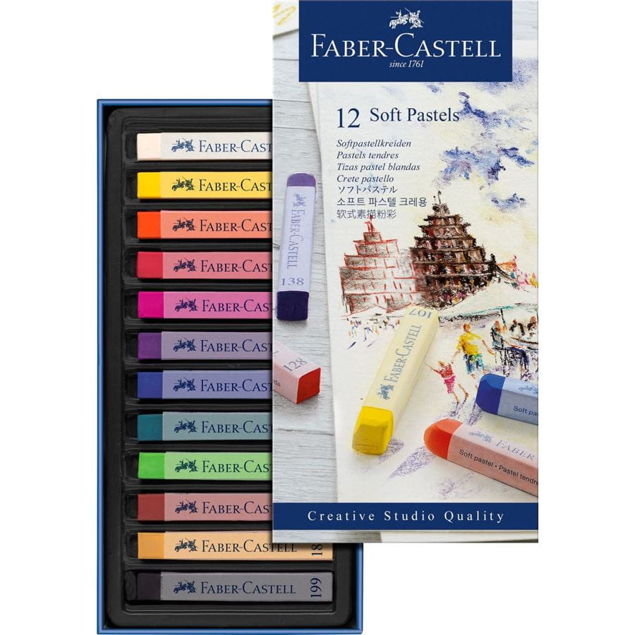 Faber-Castell - Soft pastels, cardboard wallet of 12