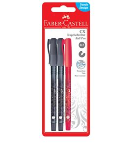 Faber-Castell - CX7 ballpoint pen, 0.7 mm, 2x black/red, set of 3