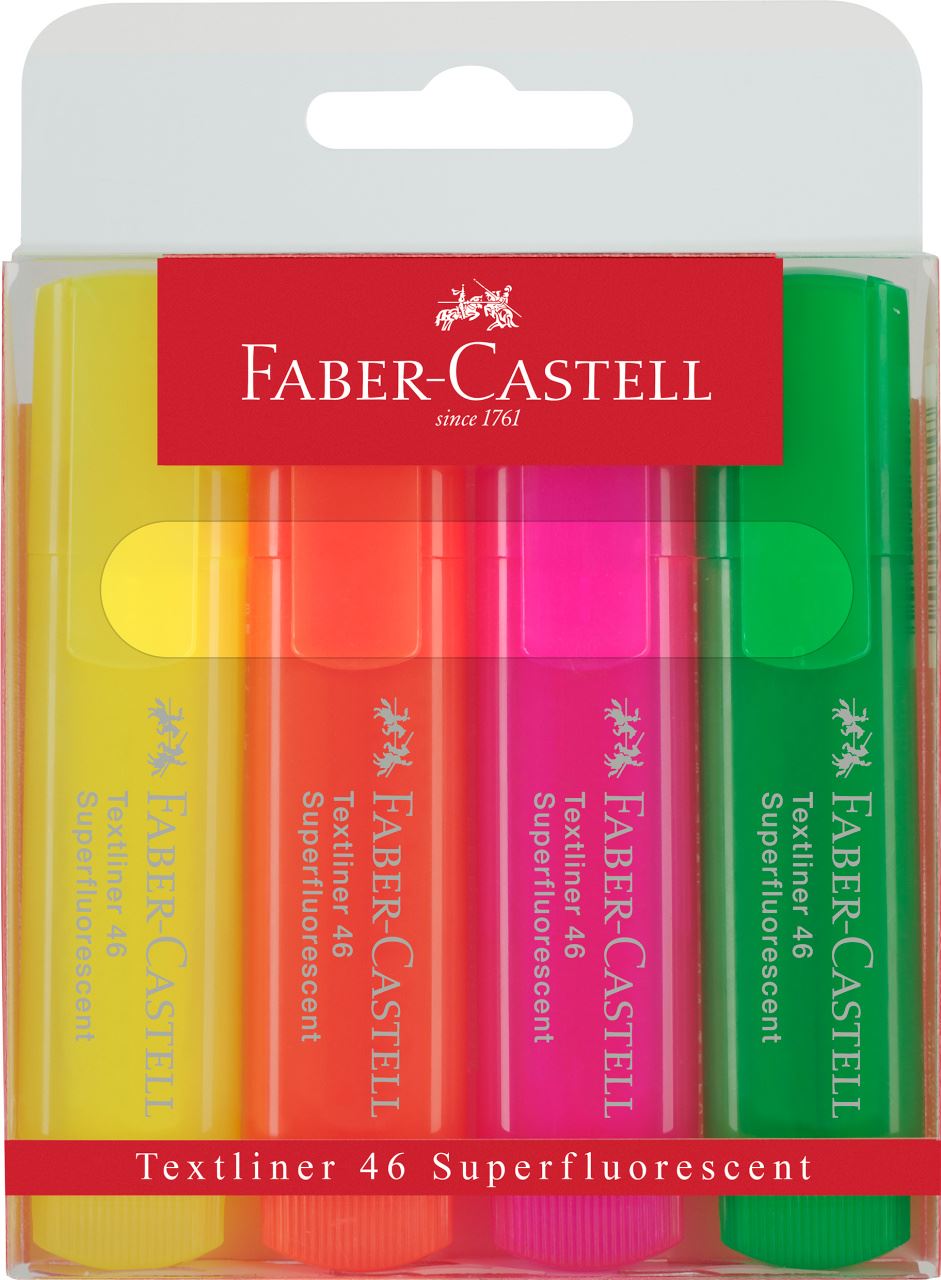Faber-Castell - Textliner 46 Superfluorescent, wallet of 4, assorted