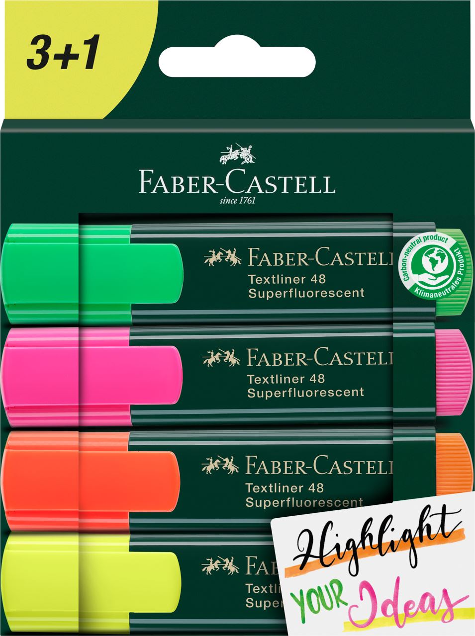 Faber-Castell - Textliner 48 Superfluorescent, cardboard wallet of 4