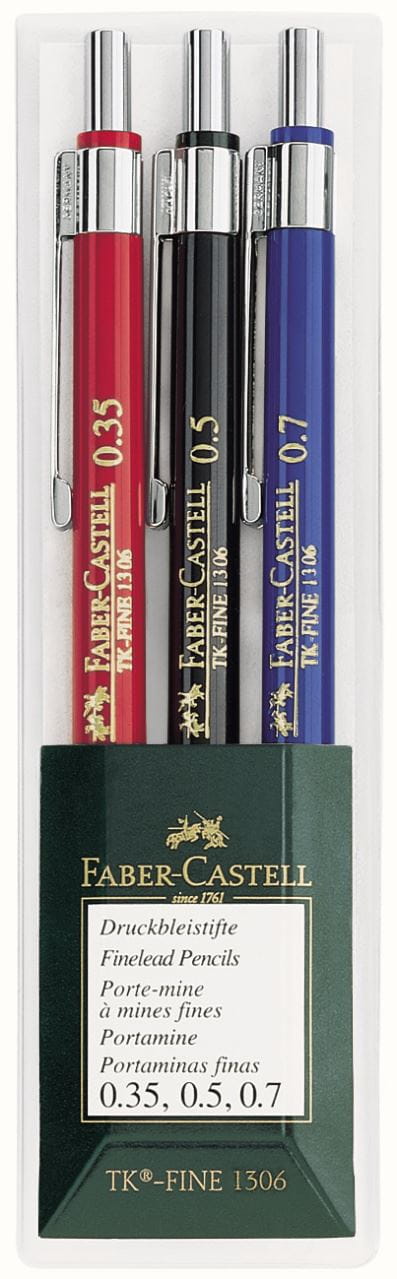 Faber-Castell - TK-Fine 1306 mechanical pencil, 0.35/0.5/0.7 mm, wallet of 3