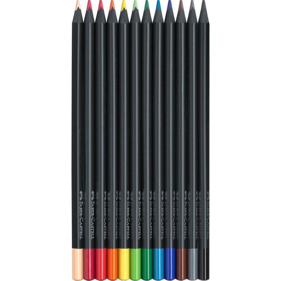Faber-Castell - Black Edition colour pencils, cardboard box of 12