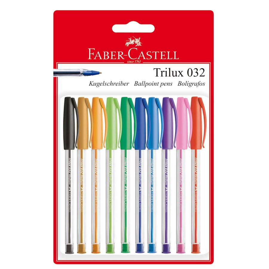 Faber-Castell - Trilux 032 ballpoint pen, M, set of 10, 10 colours