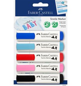 Faber-Castell - Textile Marker Set, 4 Baby-Colours and 1x black