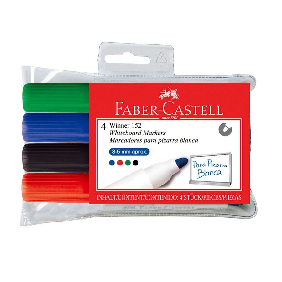 Faber-Castell - Winner 152 whiteboard marker, wallet of 4