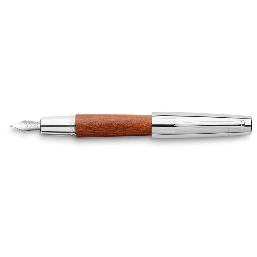 Faber-Castell - e-motion wood fountain pen, EF, reddish brown